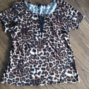 Leopard Print Short Sleeved Top